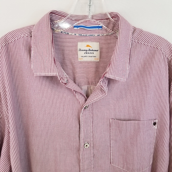 Tommy Bahama Jeans Red Long Sleeve Button Shirt XL - Picture 5 of 16